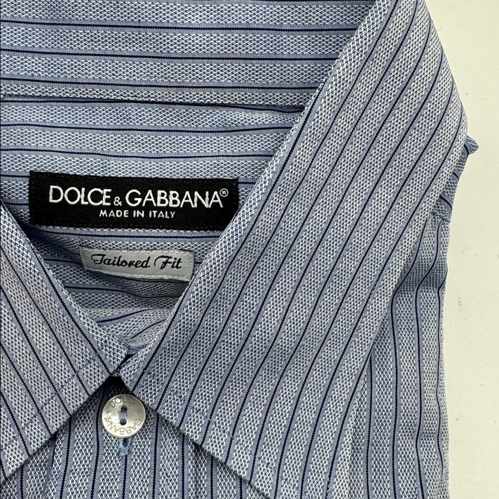 Dolce & Gabbana 16 1/2 blue pinstripe dress shirt 100% cotton